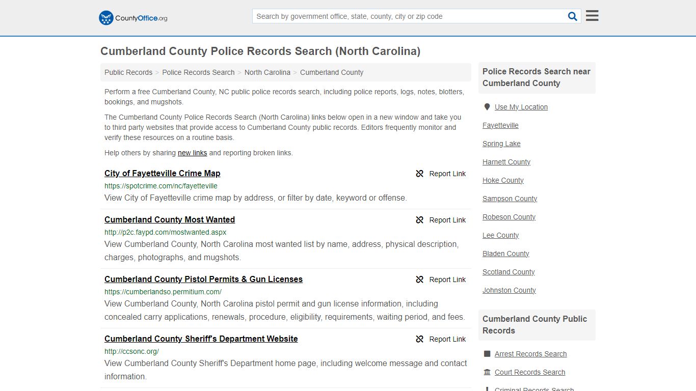 Cumberland County Police Records Search (North Carolina)