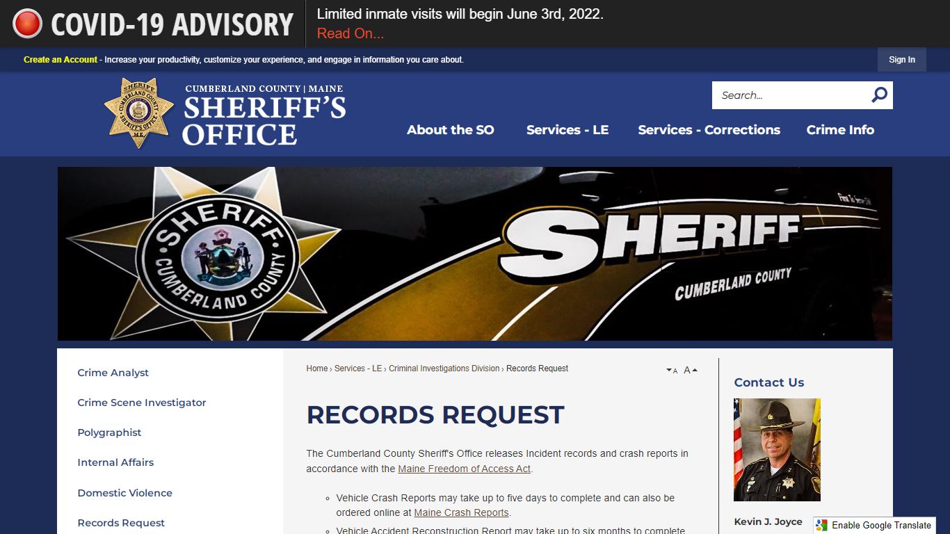 Records Request | Cumberland County Sheriff - Official Website